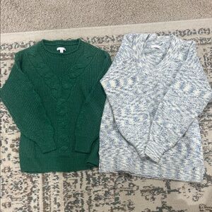LC Lauren Conrad Green and Blue Sweater Duo